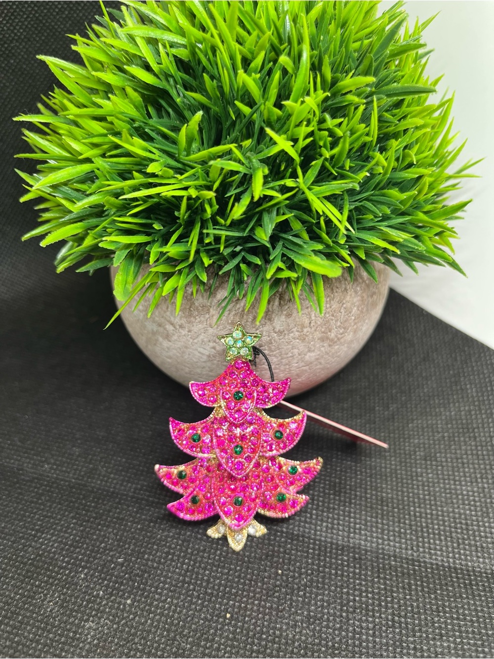 Betsey Johnson PINK Christmas Tree PENDANT ONLY - NO CHAIN  in Gold NWT #A